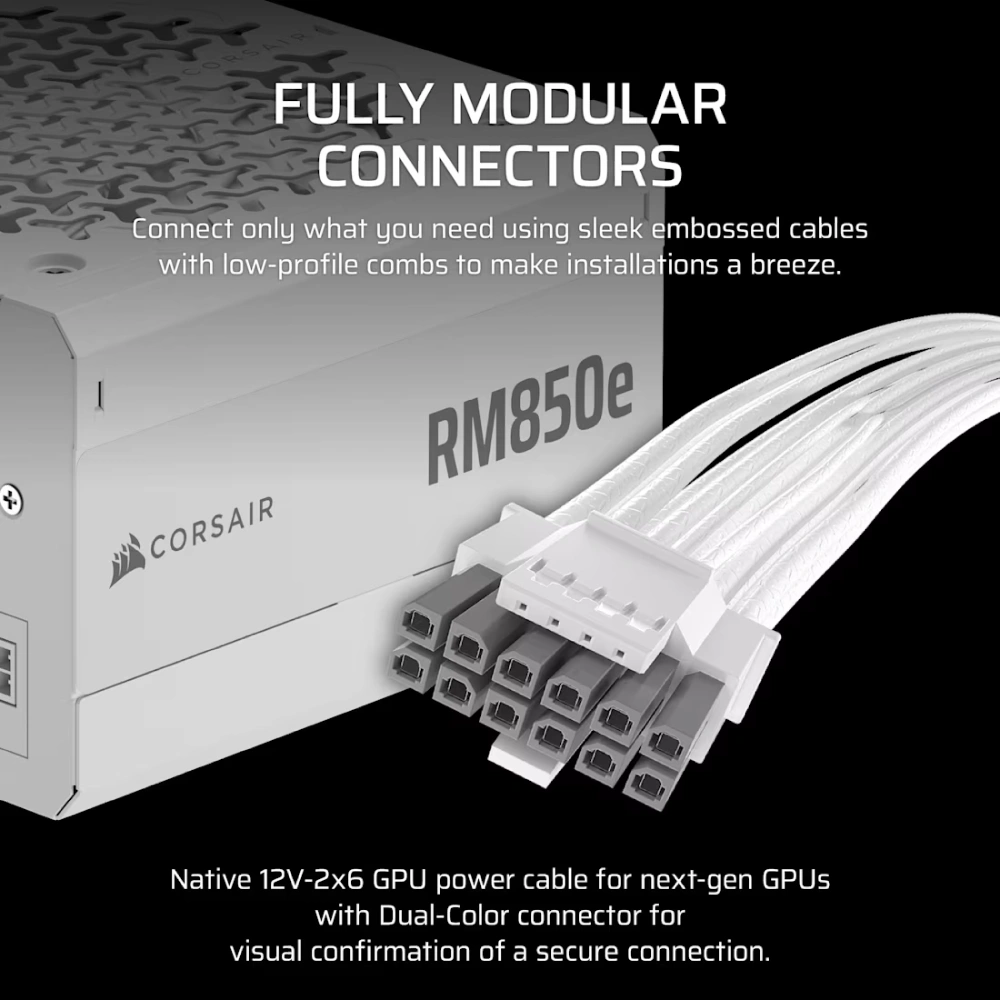 Corsair Desktop Power Supply RMe Series RM850e Fully Modular view 6
